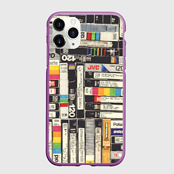 Чехол iPhone 11 Pro матовый Видеокассеты vhs, цвет: 3D-фиолетовый