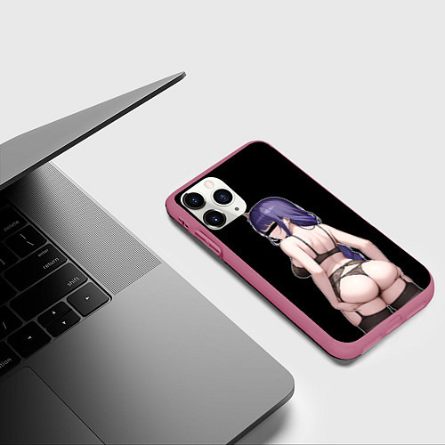 Чехол iPhone 11 Pro матовый Shogun Raiden sexy - Genshin Impact / 3D-Малиновый – фото 3