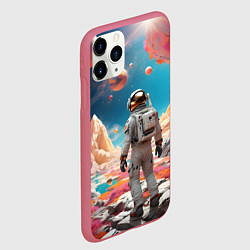 Чехол iPhone 11 Pro матовый Космонавт на розовой планете, цвет: 3D-малиновый — фото 2