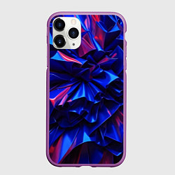 Чехол iPhone 11 Pro матовый Синие абстрактные изгибы, цвет: 3D-фиолетовый