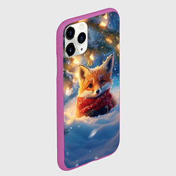 Чехол iPhone 11 Pro матовый Лисица под новогодней елкой, цвет: 3D-фиолетовый — фото 2
