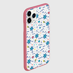 Чехол iPhone 11 Pro матовый Зимний паттерн со снежинками и геометрическими фиг, цвет: 3D-малиновый — фото 2