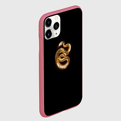 Чехол iPhone 11 Pro матовый Золотая змея символ 2025 года, цвет: 3D-малиновый — фото 2