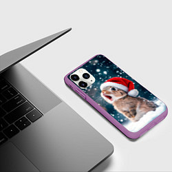 Чехол iPhone 11 Pro матовый Милый кролик - первый снег, цвет: 3D-фиолетовый — фото 2