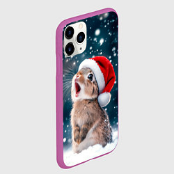 Чехол iPhone 11 Pro матовый Милый кролик - первый снег, цвет: 3D-фиолетовый — фото 2