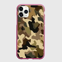 Чехол iPhone 11 Pro матовый Милитари камуфляж, цвет: 3D-малиновый