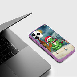 Чехол iPhone 11 Pro матовый Зеленая змейка 2025, цвет: 3D-фиолетовый — фото 2