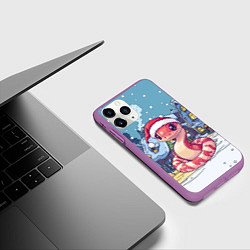 Чехол iPhone 11 Pro матовый Змея символ 2025 года, цвет: 3D-фиолетовый — фото 2