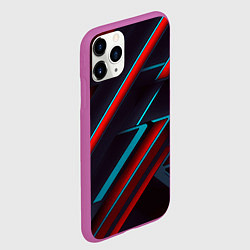 Чехол iPhone 11 Pro матовый Абстракция из линий, цвет: 3D-фиолетовый — фото 2