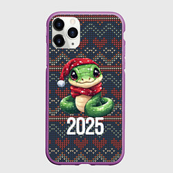 Чехол iPhone 11 Pro матовый Змея новогодняя символ 2025, цвет: 3D-фиолетовый