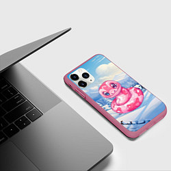 Чехол iPhone 11 Pro матовый Милая розовая змейка 2025, цвет: 3D-малиновый — фото 2