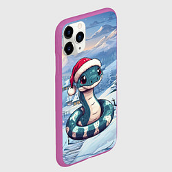 Чехол iPhone 11 Pro матовый Полосатая новогодняя змейка, цвет: 3D-фиолетовый — фото 2