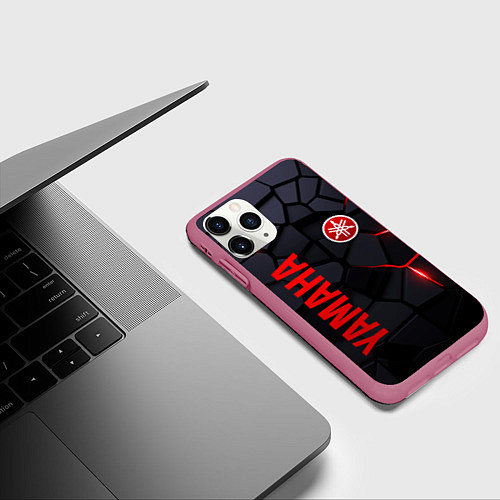 Чехол iPhone 11 Pro матовый Yamaha - плиты с эффектом свечения / 3D-Малиновый – фото 3