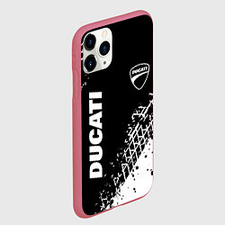 Чехол iPhone 11 Pro матовый Ducati - следы от шин, цвет: 3D-малиновый — фото 2