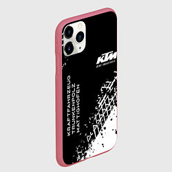 Чехол iPhone 11 Pro матовый KTM - следы от шин, цвет: 3D-малиновый — фото 2