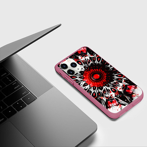 Чехол iPhone 11 Pro матовый Красная сюрреалистичная абстракция / 3D-Малиновый – фото 3