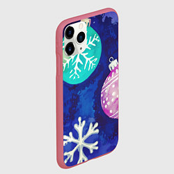 Чехол iPhone 11 Pro матовый Новогодний узор, цвет: 3D-малиновый — фото 2