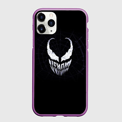 Чехол iPhone 11 Pro матовый Venom face - logo, цвет: 3D-фиолетовый