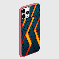 Чехол iPhone 11 Pro матовый Металлическая броня и оранжевое свечение, цвет: 3D-малиновый — фото 2