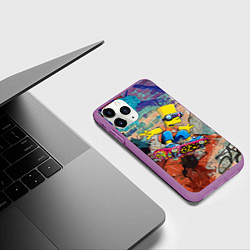 Чехол iPhone 11 Pro матовый Bart Simpson on a skateboard - graffiti, цвет: 3D-фиолетовый — фото 2