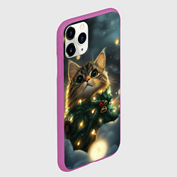 Чехол iPhone 11 Pro матовый Котенок в новогодней елке, цвет: 3D-фиолетовый — фото 2