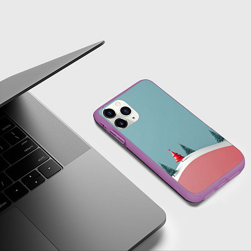 Чехол iPhone 11 Pro матовый Новый год минимализм / 3D-Фиолетовый – фото 3