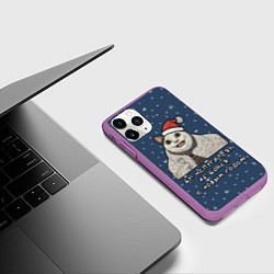 Чехол iPhone 11 Pro матовый Кот Бу - С новым годом, цвет: 3D-фиолетовый — фото 2