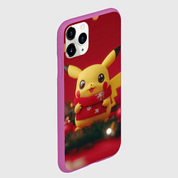 Чехол iPhone 11 Pro матовый Пикачу новогодний в красном шарфе, цвет: 3D-фиолетовый — фото 2