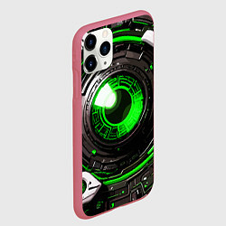Чехол iPhone 11 Pro матовый Зелёная сфера киберпанк, цвет: 3D-малиновый — фото 2