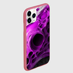 Чехол iPhone 11 Pro матовый Фиолетово-белая абстрактная структура, цвет: 3D-малиновый — фото 2