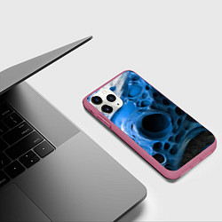 Чехол iPhone 11 Pro матовый Сине-белая абстрактная структура, цвет: 3D-малиновый — фото 2