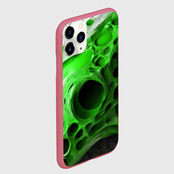Чехол iPhone 11 Pro матовый Зелёно-белая абстрактная структура, цвет: 3D-малиновый — фото 2