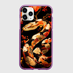 Чехол iPhone 11 Pro матовый Змея в красном падубе, цвет: 3D-фиолетовый