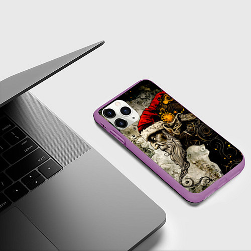 Чехол iPhone 11 Pro матовый Санта демон стимпанк / 3D-Фиолетовый – фото 3