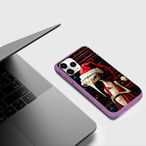 Чехол iPhone 11 Pro матовый Санта Клаус - инопланетянин / 3D-Фиолетовый – фото 3