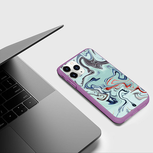 Чехол iPhone 11 Pro матовый Crazy waves / 3D-Фиолетовый – фото 3