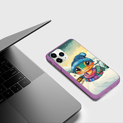 Чехол iPhone 11 Pro матовый Милая змейка на фоне деревни, цвет: 3D-фиолетовый — фото 2