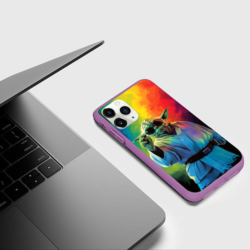 Чехол iPhone 11 Pro матовый Крутой Йода - Звездные войны / 3D-Фиолетовый – фото 3
