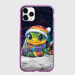 Чехол iPhone 11 Pro матовый Змея новогодняя ночь, цвет: 3D-фиолетовый
