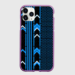 Чехол iPhone 11 Pro матовый Синие обои на чёрном фоне, цвет: 3D-фиолетовый