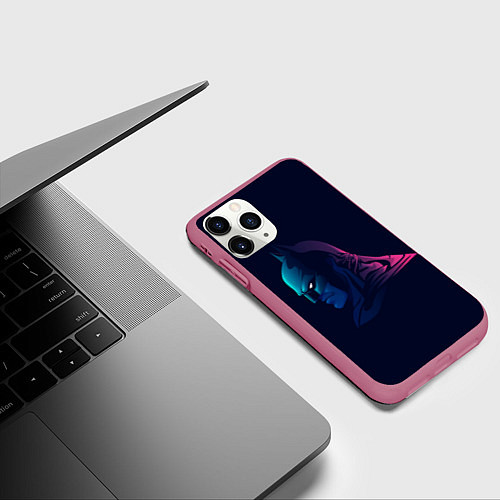 Чехол iPhone 11 Pro матовый Batman gradient / 3D-Малиновый – фото 3