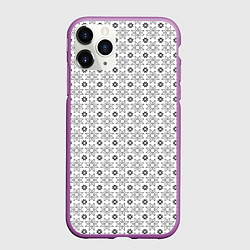 Чехол iPhone 11 Pro матовый Чёрные звёзды на чёрном фоне, цвет: 3D-фиолетовый