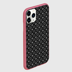 Чехол iPhone 11 Pro матовый Белые звёзды на чёрном фоне, цвет: 3D-малиновый — фото 2