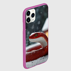 Чехол iPhone 11 Pro матовый Новогодняя красная змея, цвет: 3D-фиолетовый — фото 2