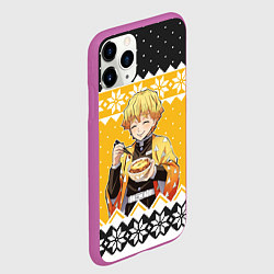 Чехол iPhone 11 Pro матовый Зеницу новогодний свитер из Demon slayer, цвет: 3D-фиолетовый — фото 2