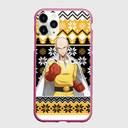 Чехол iPhone 11 Pro матовый One-Punch Man sweater, цвет: 3D-малиновый