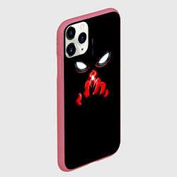 Чехол iPhone 11 Pro матовый Неоновый паук в темноте, цвет: 3D-малиновый — фото 2
