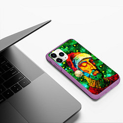 Чехол iPhone 11 Pro матовый Ded Moroz: pop-art-brut-nouveau pointillism, цвет: 3D-фиолетовый — фото 2