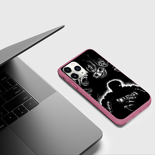 Чехол iPhone 11 Pro матовый Guts in the dark / 3D-Малиновый – фото 3