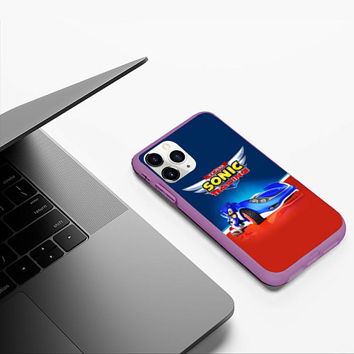Чехол iPhone 11 Pro матовый Hedgehog - Sonic racing team / 3D-Фиолетовый – фото 3